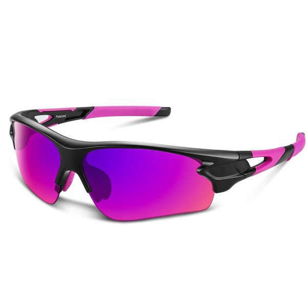 BEACOOL Polarized Sports Sunglasses for Men Women Youth Baseball Cycling Fishing Running TAC Glasses (Pink)