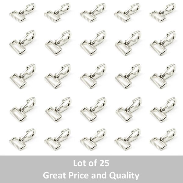 1" Solid Eye Snap Hook for Webbing - Nickle Plated - Awning Clips {LOT OF 25}