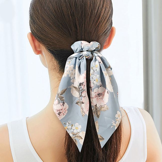 6 PCS Hair Scrunchies Scarf White Hair Ribbon Satin Silk Elastic Hair Tie  Bow Bands Ponytail Holder Accessories for Women Girls 2 Colors