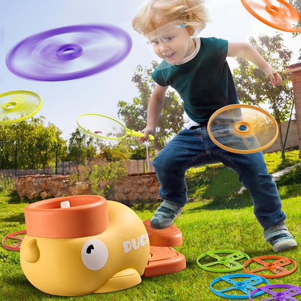 Outdoor Toys,Toys for Age 5-7,Outside Toys for Kids,Yellow Duck Disc Launcher,Flying Disc Chasing Games,Fun Family Yard Activities,Birthday Gifts for Age 3 4 5 6 7 8 Year Old Toddler Boys Girls