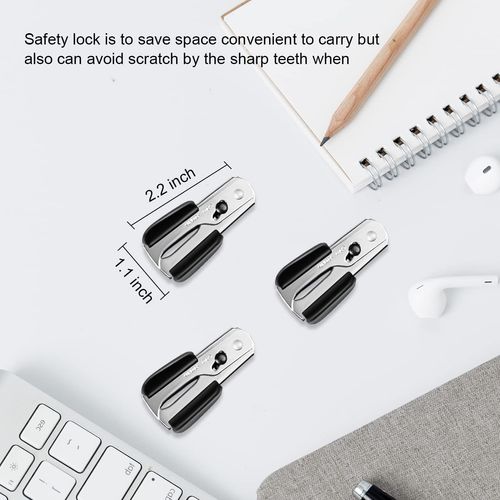 JIKIOU Staple Remover Staple Puller Removal Tool for School Office Home 3 Pack Staples Removal Tool with Safety Lock, Black