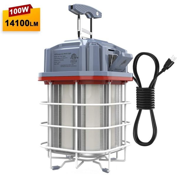 100W LED Temporary Work Light Fixture Linkable Jobsite Lighting 5000K Daylight