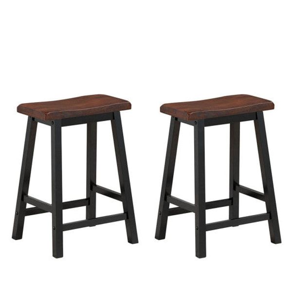 24 Inch Height Set of 2 Home Kitchen Dining Room Bar Stools-Coffee