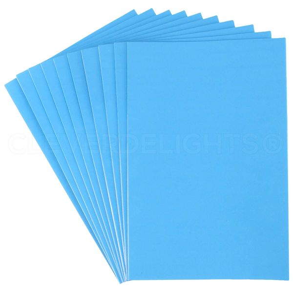 CleverDelights 8" x 12" Blue Foam Sheets - 10 Pack - Large Self Adhesive Craft Sheets