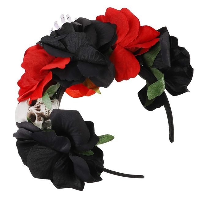 Lurrose Halloween Rose Skull Headband Day of the Dead Headwear Hair Accessories for Party Cosplay