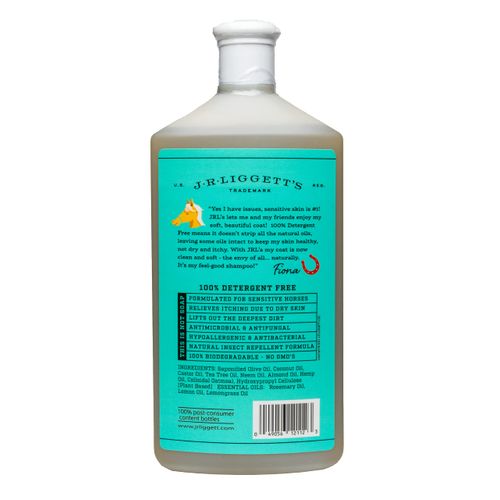 JR Liggett’s Natural Liquid Horse Shampoo for Sensitive Skin - 100% Detergent Free, Non-GMO & Biodegradable - Hypoallergenic, Tear-Free Formula Soothes Dry, Itchy Skin - 16.9 fl oz