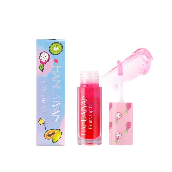 Fruit Lip Oil Jelly Moisturizing Lip Plumping Glass Makeup Sexy Lip Gloss Lip Tinted Lip Care Moisturizing Clear Cute Lip Gloss Dead Skin Removal Fade Lip Lines Liquid Lip Balm (Dragon Fruit)