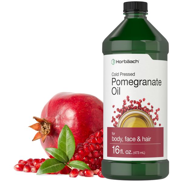 Horbäach Pomegranate Seed Oil for Face, Skin, & Hair Moisturizer | 16 oz | Non Comedogenic & Cold Pressed | SLS & Paraben Free