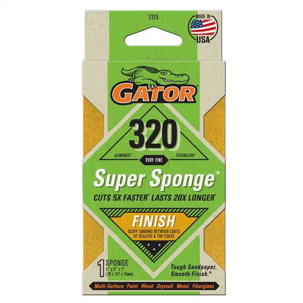 Super Sponge 3 In. X 5 In. X 1 In. Very Fine 320-Grit Sanding Sponge