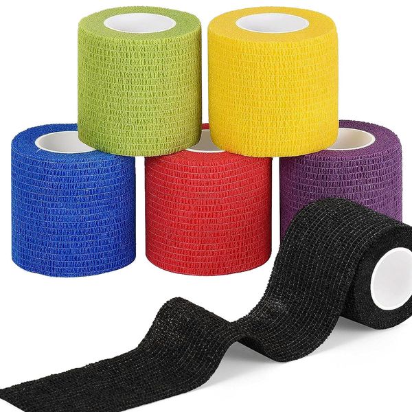 Sagafly 6Pcs Pet Vet Wrap Cohesive Bandages for Dogs Cats Horse Self Adherent Bandage for Wrist Ankle Self Adhesive Cohesive Dog Bandage Non-Woven Elastic Bandage Tape 5cm x 4.5m