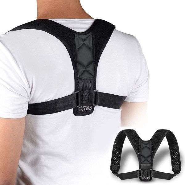 Fitness Guru Posture Corrector for Women and Men - Adjustable Spinal Support Clavicle Brace for Upper Back and Shoulders - Posture Trainer for Pain Relief