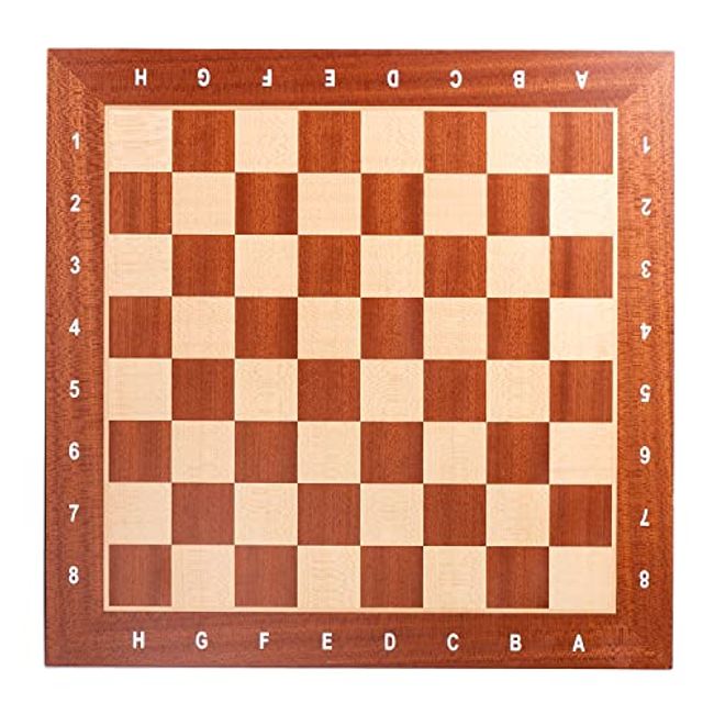 GSE Professional Tournament Chess Board Only, Sapele & Maple Inlaid Chessboard - Chess Rules, Portable Chess Board for Beginners, Kids, Adults (Large19 x 19"/ Square:2" Brown)