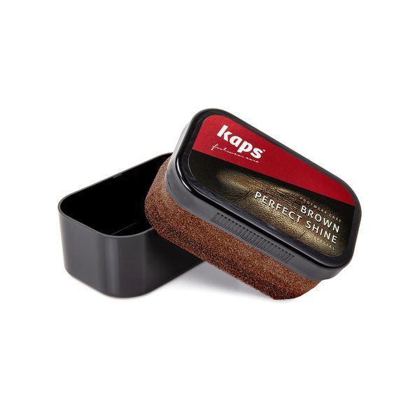 Shoe Polish Sponge Gives Instant Gloss, For Leather Shoes Boots Bags, Kaps Perfect Shine, (Brown)