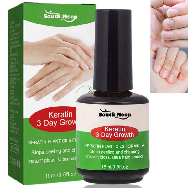 Keratin 3 Day Growth Nail Treatment & Strengthener,Nail Strengthener for Damaged Nails,Extra Strong Growth Nail Polish