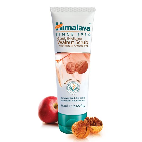 Himalaya Gentle Exfoliating Walnut Scrub Exfoliates Dead Skin, Unclogs Pores, Keeps Skin Nourished and Supple, Fortified with Walnuts and Wheat Germ for Clear, Radiant Skin - 75ml