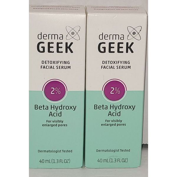 Lot of 2 Derma Geek Detoxifying Facial Serum Beta Hydroxy Acid 1.3fl oz~New