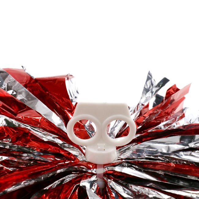 2 Pack Metallic Foil Cheerleader Pom Poms & Plastic Ring Cheer