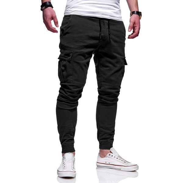 BUXKR Mens Cargo Pants Casual Hiking Pants Workout Joggers Sweatpants for Men,Black,M