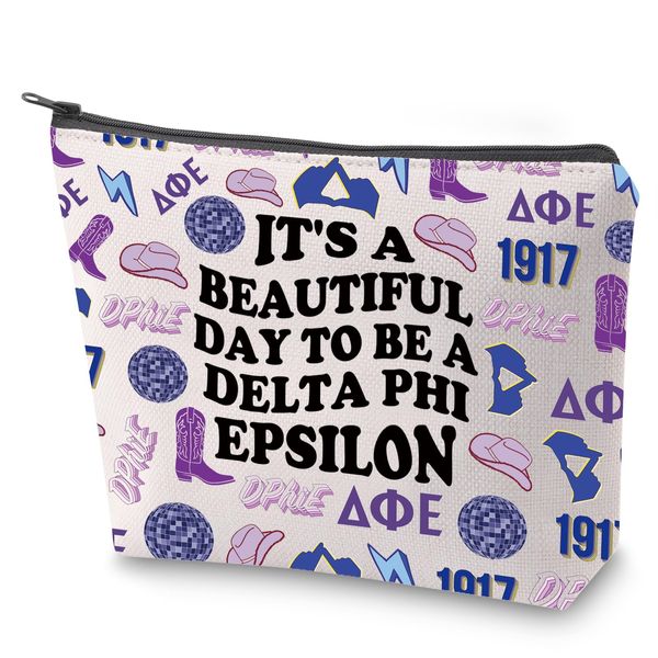 Delta Phi Epsilon Kosmetiktasche Sorority Geschenk Griechisches Leben Survival Kit It's A Beautiful Day to Be A Delta Phi Epsilon Make-up-Tasche, Delta Phi E 1917, Nein