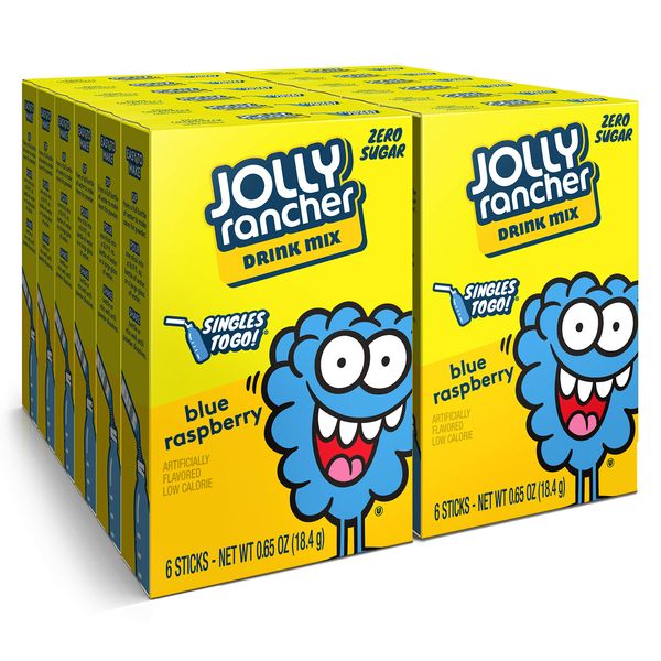 Jolly Rancher Rancher Singles To Go Water Drink Mix, Blue Raspberry, 12 Boxes With 6 Packets Each, 72 Total Servings