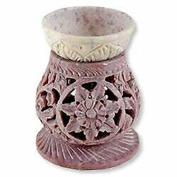 Triloka Soapstone Essential Oil Diffuser - Flower and Vines