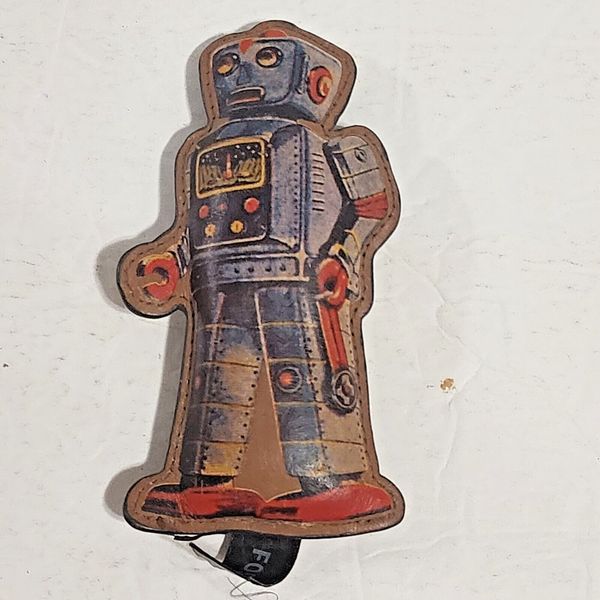 Fossil Robot Leather Sand Filled Heavy Paperweight Ornament 5" tall by 2.5" wide