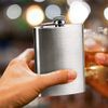 Kalsey 2 Pieces Stainless Steel Rectangular Hip Flask, 6 oz, Silver, Polished