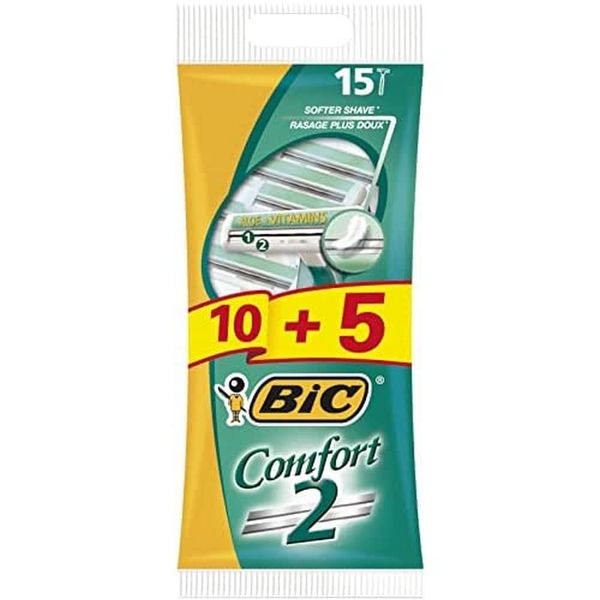 BIC Comfort 2 Einwegrasierer für Männer - 10+5er-Pack