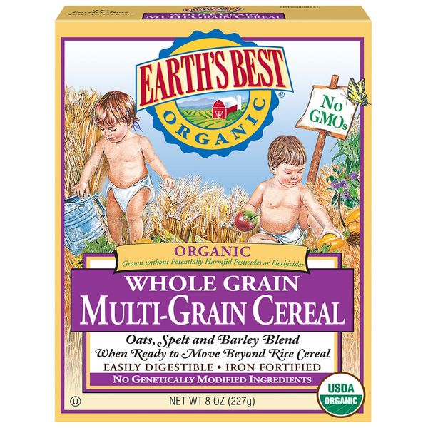 Earth's Best Organic Baby Food, Organic Whole Grain Multi-Grain Baby Cereal, Non-GMO, Easily Digestible and Iron Fortified Baby Food, 8 oz Box