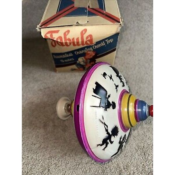 Fabula 1950s Toy Top Spinning Top Germany Origin Box, Elbezet D.R.G.M