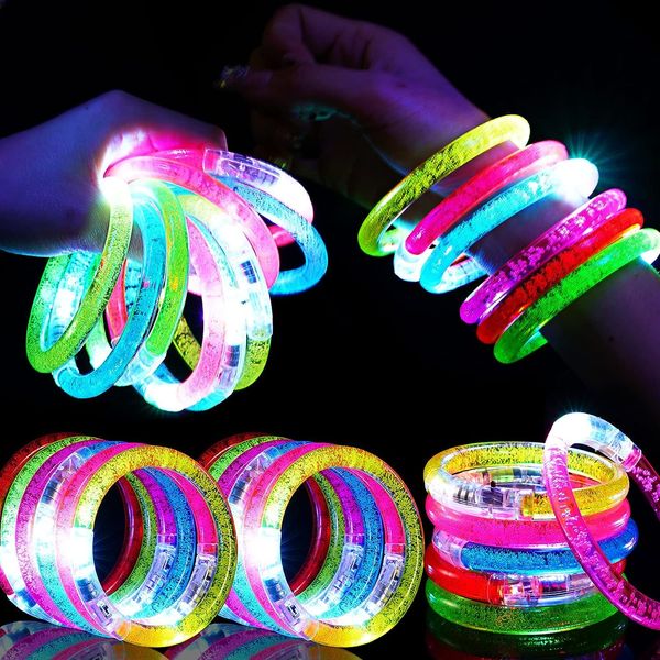 Mikulala 24Pcs Glow in the Dark Party Supplies for Kids/Adults, Flashing Light up Toys LED Bracelets Glow Sticks , Neon Halloween Party Favors Carnival Birthday Concert Party Games Gifts Accessory