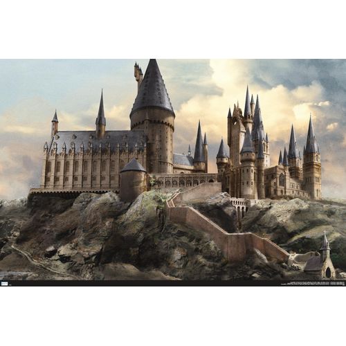 Trends International The Wizarding World: Harry Potter - Hogwarts at Sunrise Wall Poster, 14.725" x 22.375", Premium Unframed Version
