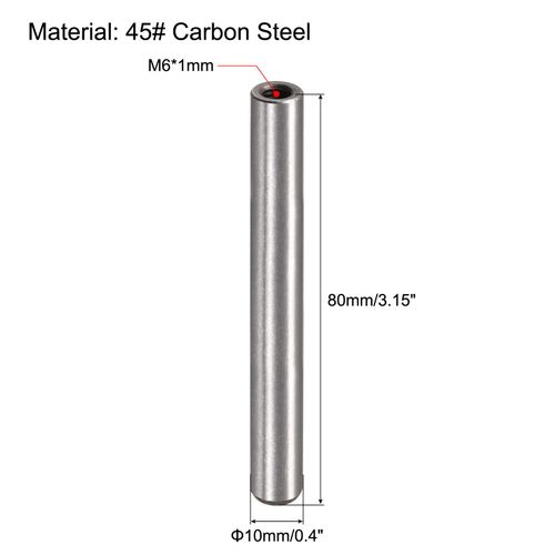 uxcell Internal Screw Dowel Pin M6 0.4 x 3.1 inches (10 x 80 mm) Chamfer Flat Carbon Steel Cylindrical Pin Bed Bookcase Hardware Industrial Pins 4 Pcs