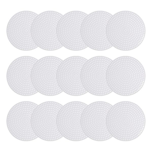 sourcing map Plastic Mesh Canvas Sheet 7.7cm/ 3" White Round Blank Canvas for Embroidery Needlepoint, Knit Crochet Mesh, Pack of 15