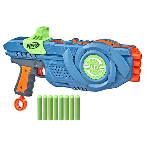 Nerf Elite 2.0 Flipshots Flip-8 Blaster, Rotating Dart Barrels, 8-Dart Capacity, 8 Elite Darts, Toy Foam Blasters, Kids Outdoor Games & Toys for Boys & Girls, Blue