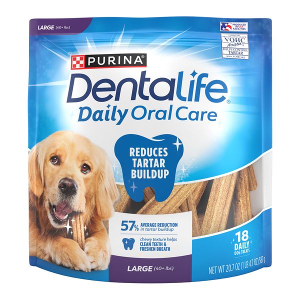 Purina DentaLife Made in USA Facilities Large Dog Dental Chews, Daily - 18 ct. Pouch