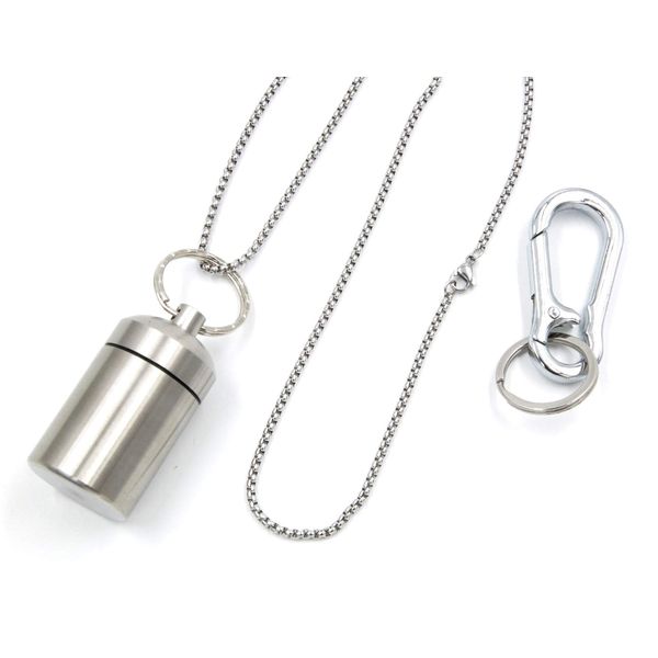 XP Design Portable Wide Mouth Pill Case Portable Coin Holder Keychain Necklace Pendant (Coin/Pill Case Set)