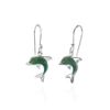 Sterling Silver Simulated Turquoise Dolphin Animal Dangle Earrings