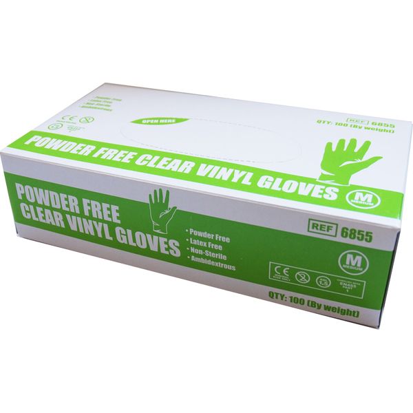 Safecare Disposable Vinyl Gloves - Non Sterile - Powder Free - Clear - Size: Small - Pack: 100 (Ref 6850)