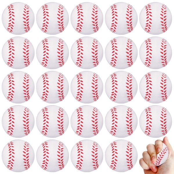 32 Pack Baseball Stress Balls,Foam Squeeze Baseballs,Stress Bulk Baseball Toy for Kids,Anxiety Relief,School Reward,Birthday Gifts