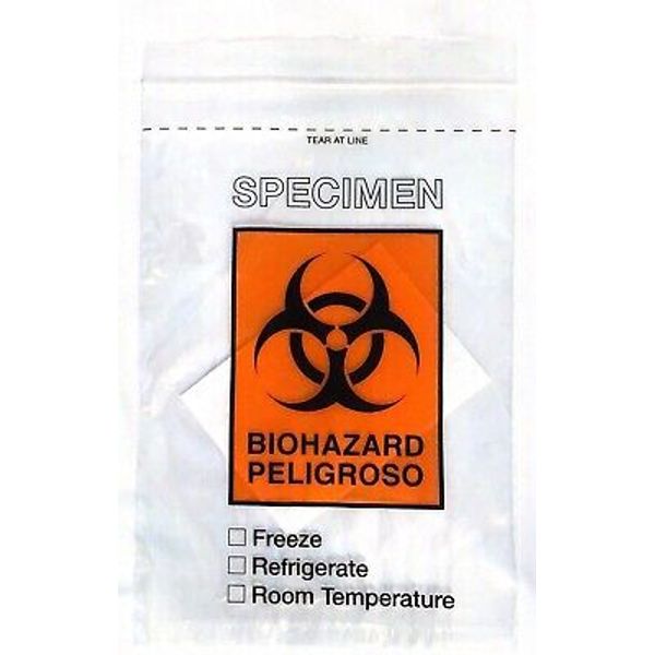 350 NEW 6"x9" Biohazard Specimen Transport Ziplock Bags, 3"x4" Absorbent Pad