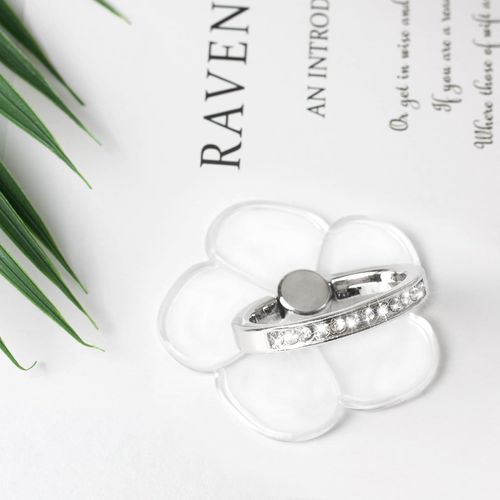 [2 Pack] Transparent Diamond Setting Cell Phone Ring Holder Stand,360 Degree Rotation and 180 Degree Adjustable Finger Ring Kickstand with Polished Electroplated Phone Grip (Lucky Straw)