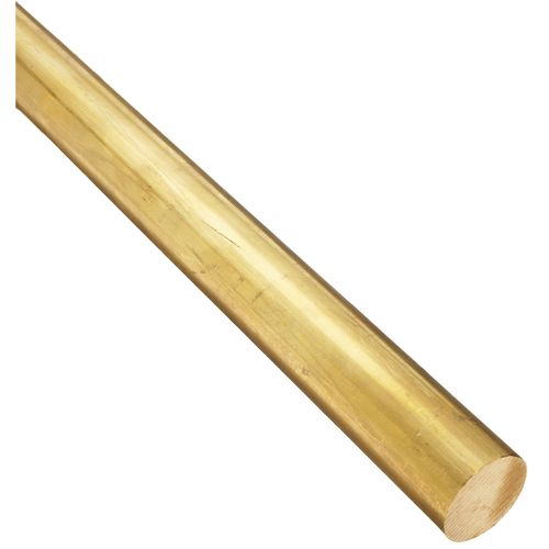 385 Brass Round Bar, Unpolished (Mill) Finish, H02 Temper, ASTM B455, 0.25" Diameter, 12" Length, OnlineMetals
