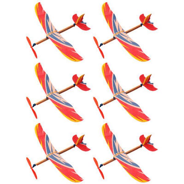 6PCS Airplane Models Throwing Glider Plane DIY Airplane Toys Kid Rubber Band US