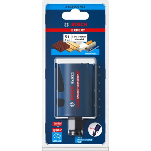 Bosch 1x EXPERT Construction Material Hole Saw (for Softwood, Chipboard, Ø 51 mm, Professional Accessory Rotary Drill/Drivers)