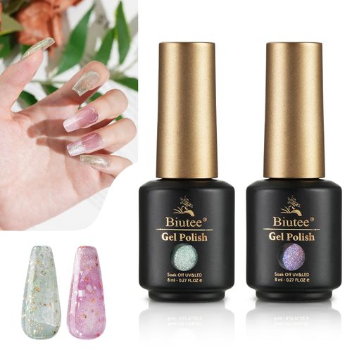 Biutee Magnetic Nails, Icing Gel, Gel Nail, Color Gel, Magnet, Nail Workshop, Cat Eye Gel, 2 Color Set, UV/LED Compatible, Magnetic, For Beginners & Professionals, Dazzling, Sparkling