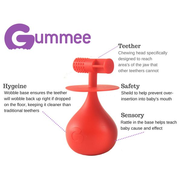 Gummee Baby Teething Toy - Molar Mallet Teething Toy - Baby Molar Teeth - T.P.E. - BPA Free - Teething Gel Applicator - 10 + Months Old - Baby Chew Toy - Teething Toys for Baby - Boys Girls Baby Toy