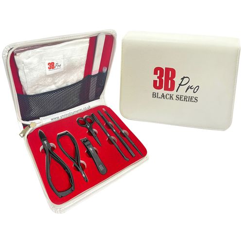 Professional Nail Clipper - Nail Cutter - Manicure Pedicure Kit - Podiatry Instruments - Set of 11 Pieces - Nail File - Cuticle Nipper - Nail Lifter - safety case (Black)