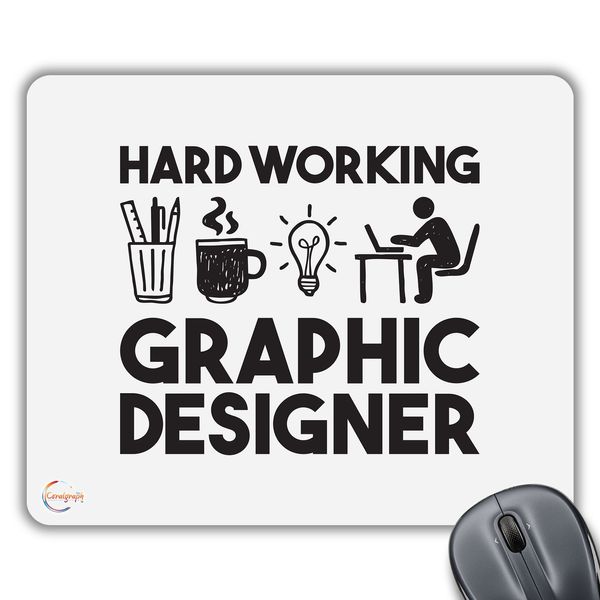 CP336 Hard Working Graphic Designer Novelty Gift Printed PC Laptop Computer Mouse Mat Pad