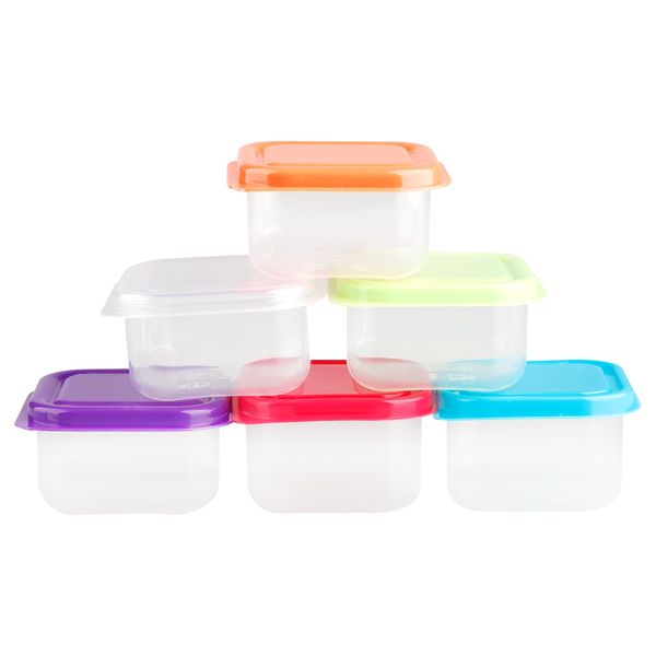 Rumyve 6pcs Mini Storage Boxes,Plastic Food Storage Containers,Rectangular Small Pots with Lids Small Food Containers Kitchen Accessories